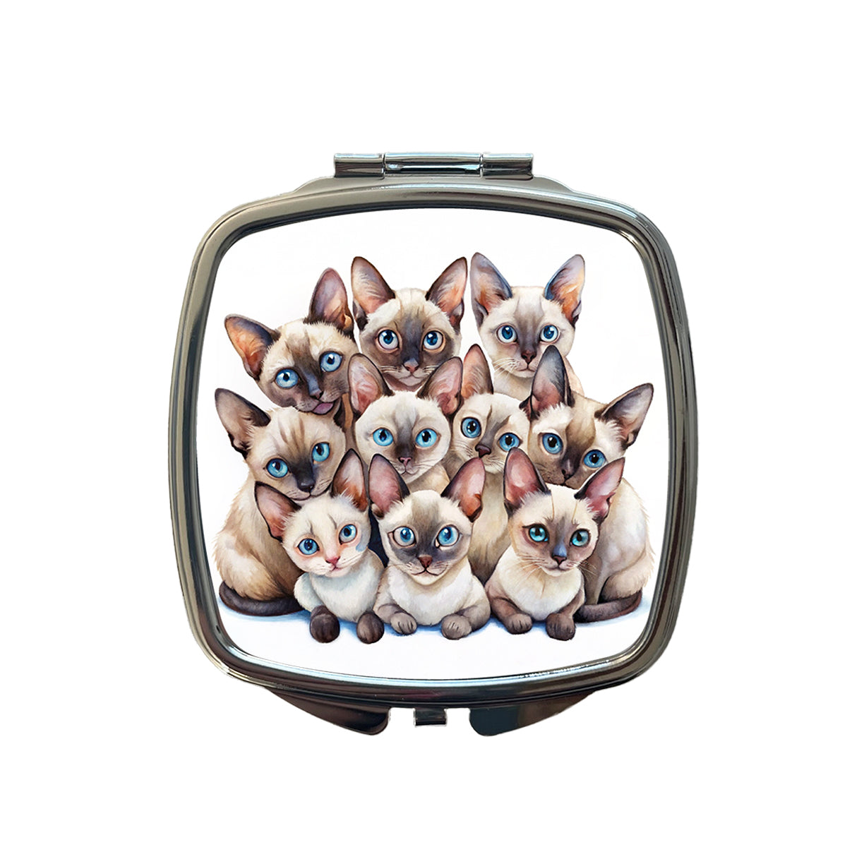Sweet Siamese Cats Small Travel Purse Handbag Pocket Makeup Compact Mirror