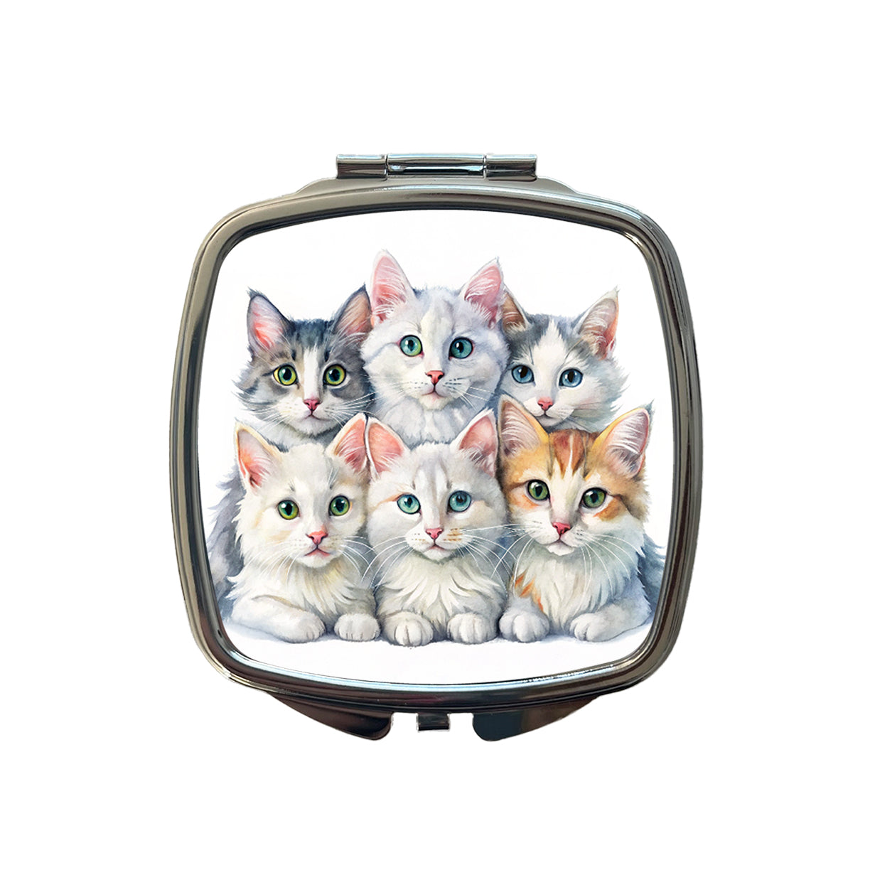 Sweet Turkish Angora Cats Small Travel Purse Handbag Pocket Makeup Compact Mirror