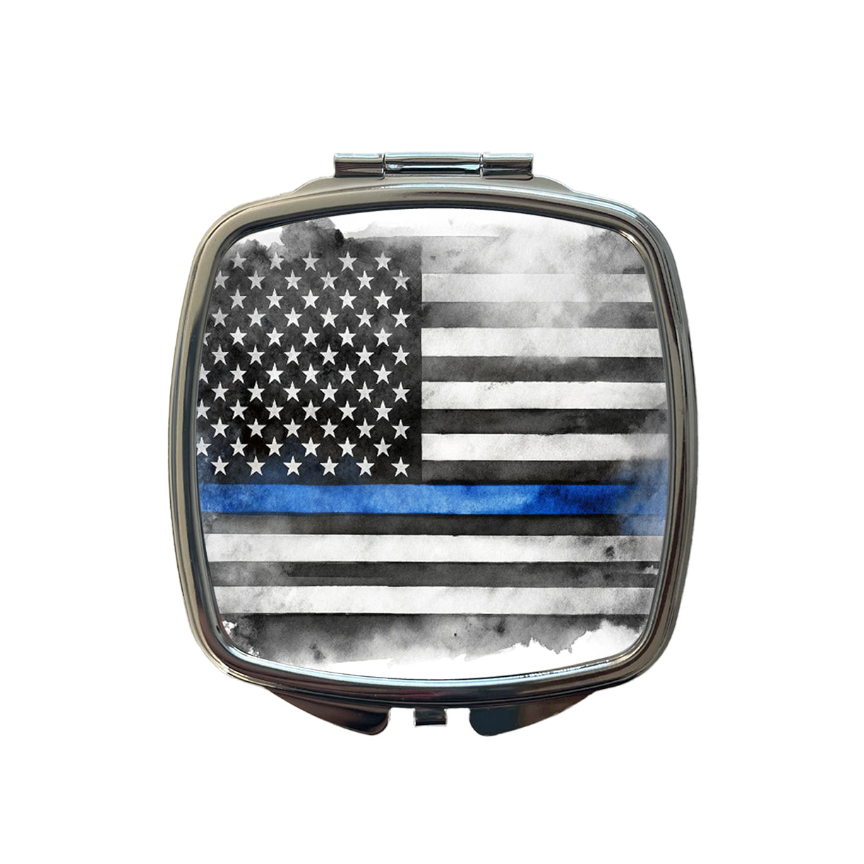Thin Blue Line Black And White American Flag Support Policemen Police Small Travel Purse Handbag Pocket Makeup Compact Mirror