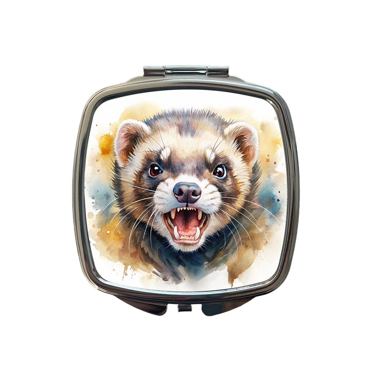 Angry Ferret Watercolor Small Travel Purse Handbag Pocket Makeup Compact Mirror