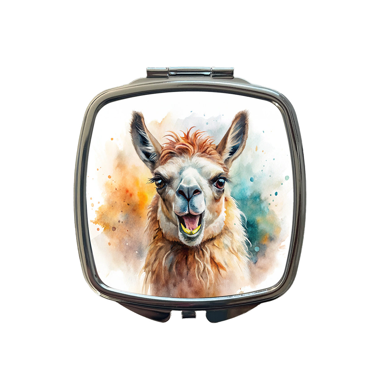 Angry Llama Watercolor Small Travel Purse Handbag Pocket Makeup Compact Mirror