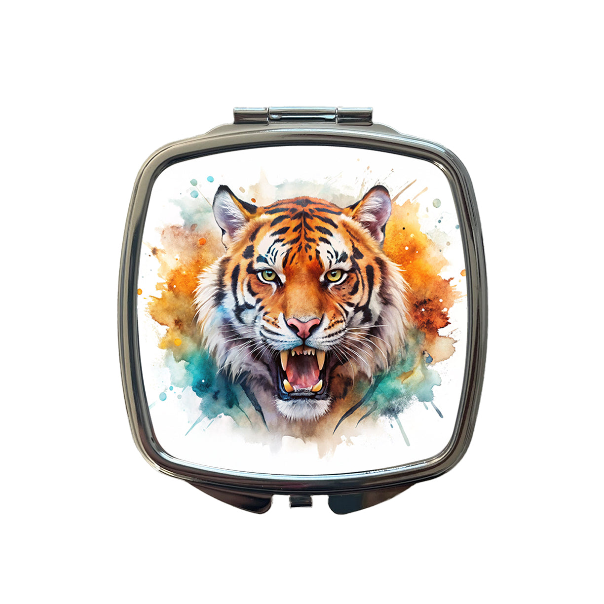 Angry Tiger Watercolor Small Travel Purse Handbag Pocket Makeup Compact Mirror