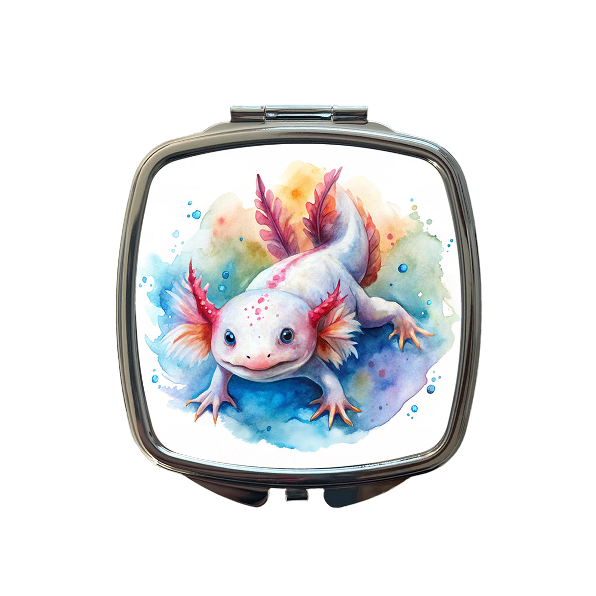 Axolotl Watercolor Small Travel Purse Handbag Pocket Makeup Compact Mirror