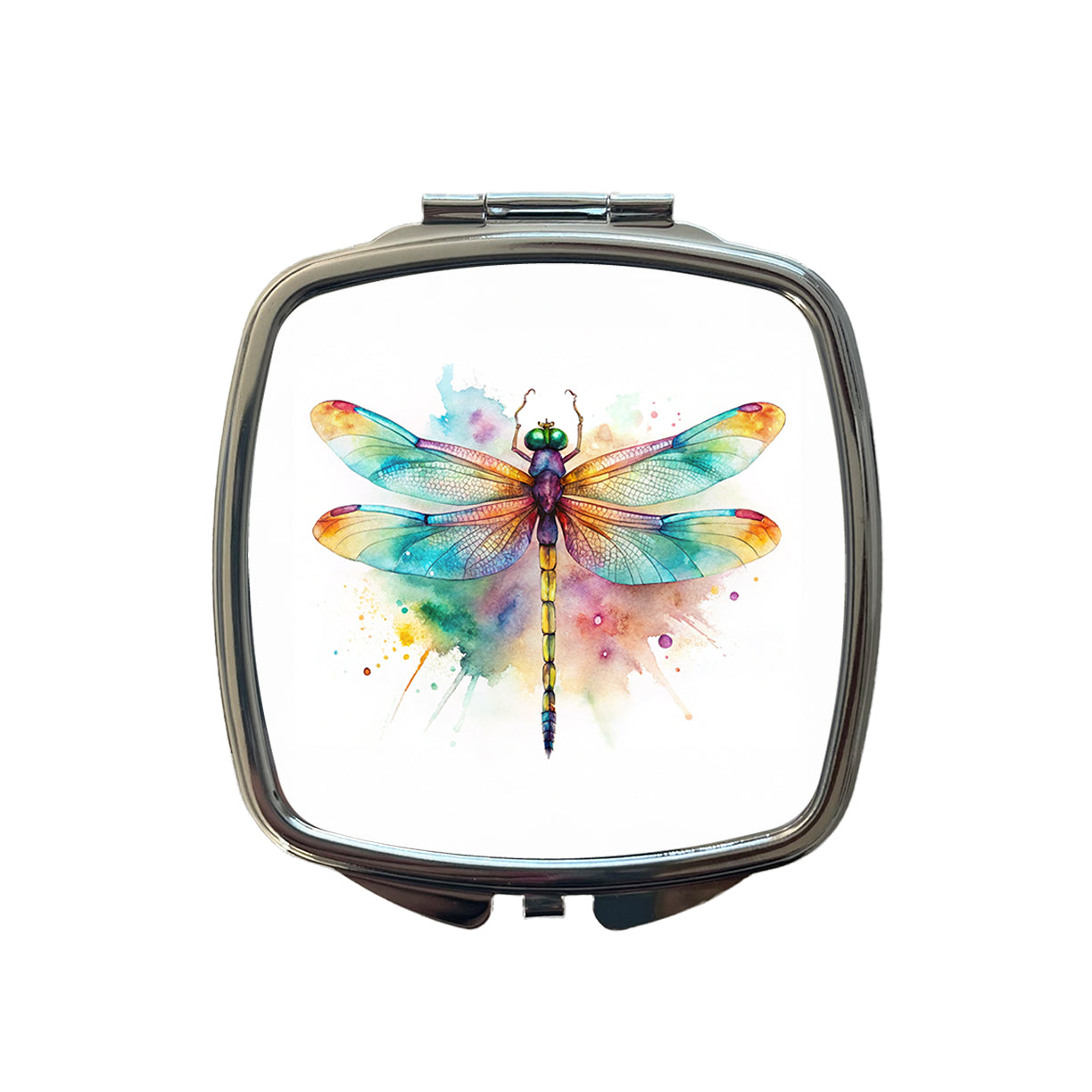 Dragonfly Colorful Background Watercolor Small Travel Purse Handbag Pocket Makeup Compact Mirror