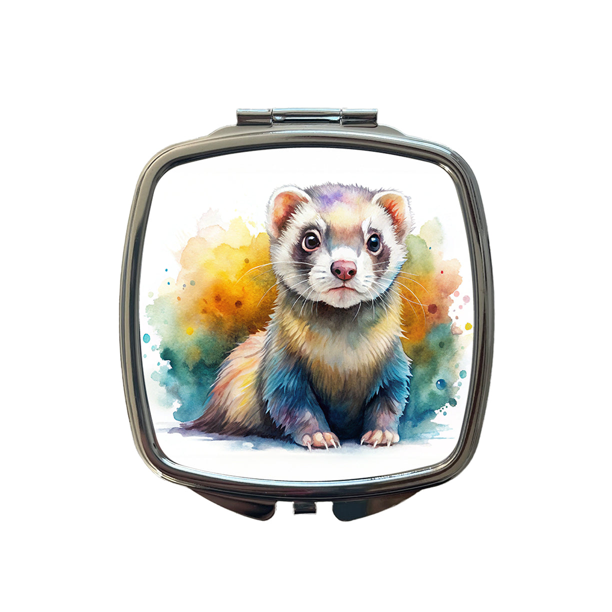 Ferret Colorful Watercolor Small Travel Purse Handbag Pocket Makeup Compact Mirror