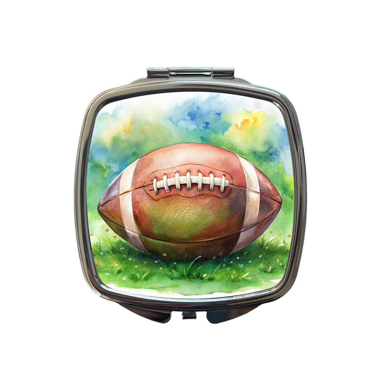 Football Ball On Field Watercolor Small Travel Purse Handbag Pocket Makeup Compact Mirror