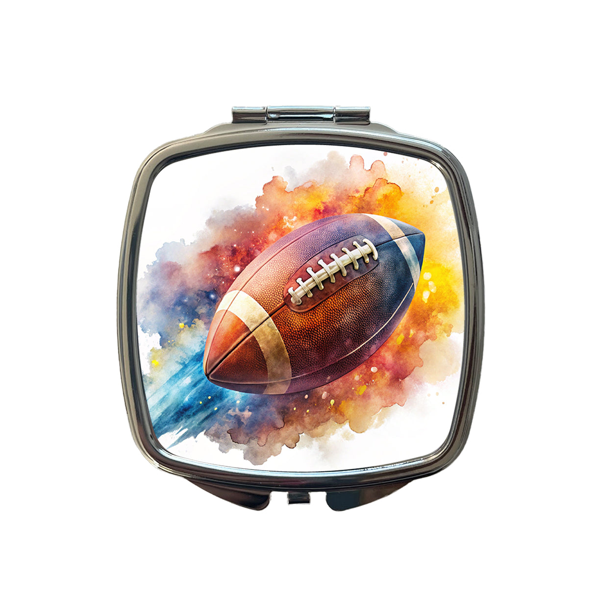 Football Rocketing Through The Air Watercolor Small Travel Purse Handbag Pocket Makeup Compact Mirror