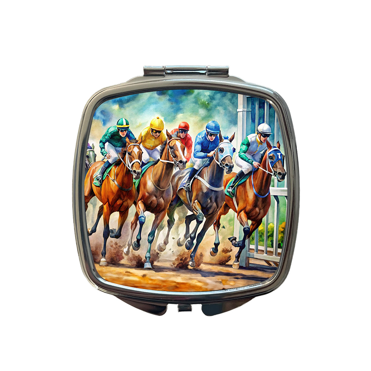 Horse Racing Track Small Travel Purse Handbag Pocket Makeup Compact Mirror