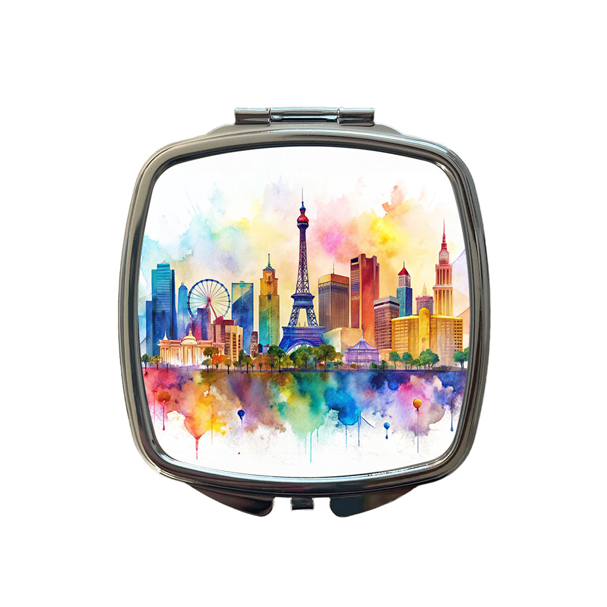 Las Vegas Nevada Watercolor Small Travel Purse Handbag Pocket Makeup Compact Mirror