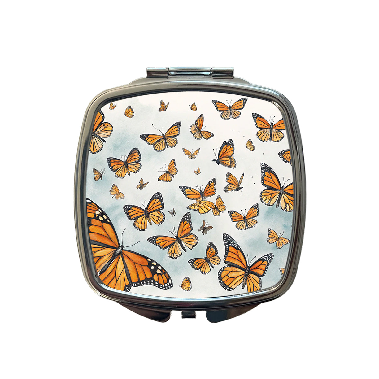 Lots Of Monarch Butterflies in Flight Small Travel Purse Handbag Pocket Makeup Compact Mirror
