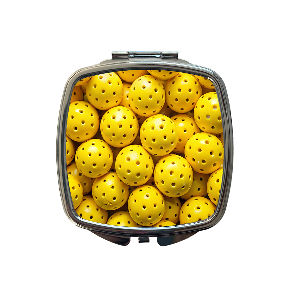 Lots Of Yellow Pickleball Balls Small Travel Purse Handbag Pocket Makeup Compact Mirror