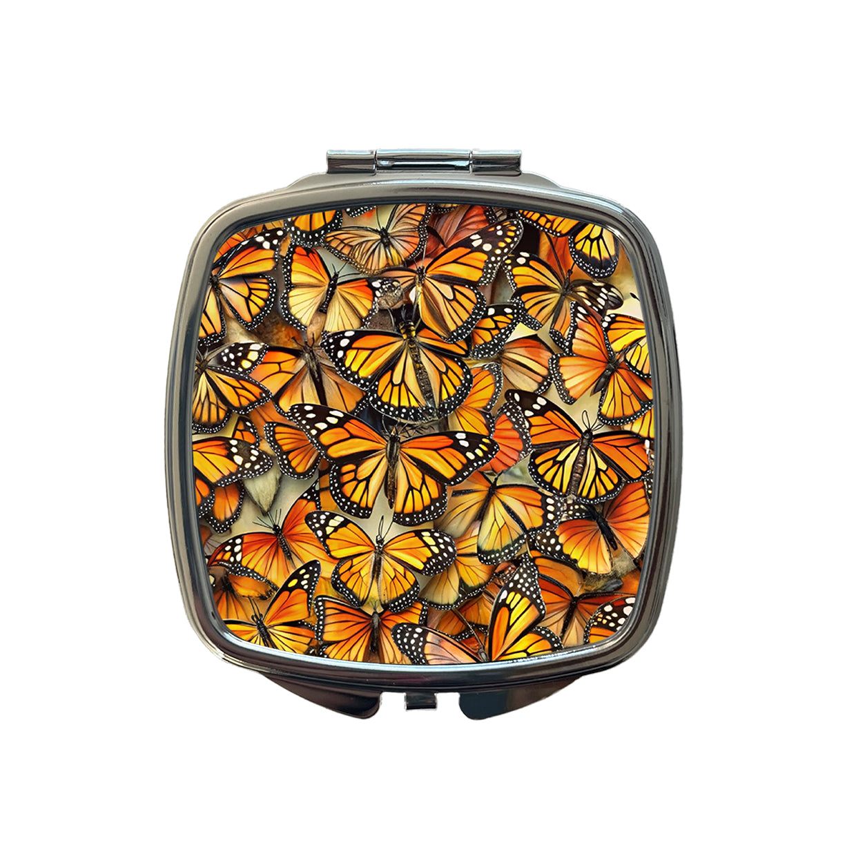 Monarch Butterflies Covering Everything Small Travel Purse Handbag Pocket Makeup Compact Mirror