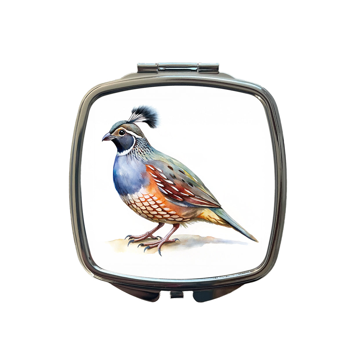 Quail Watercolor Small Travel Purse Handbag Pocket Makeup Compact Mirror