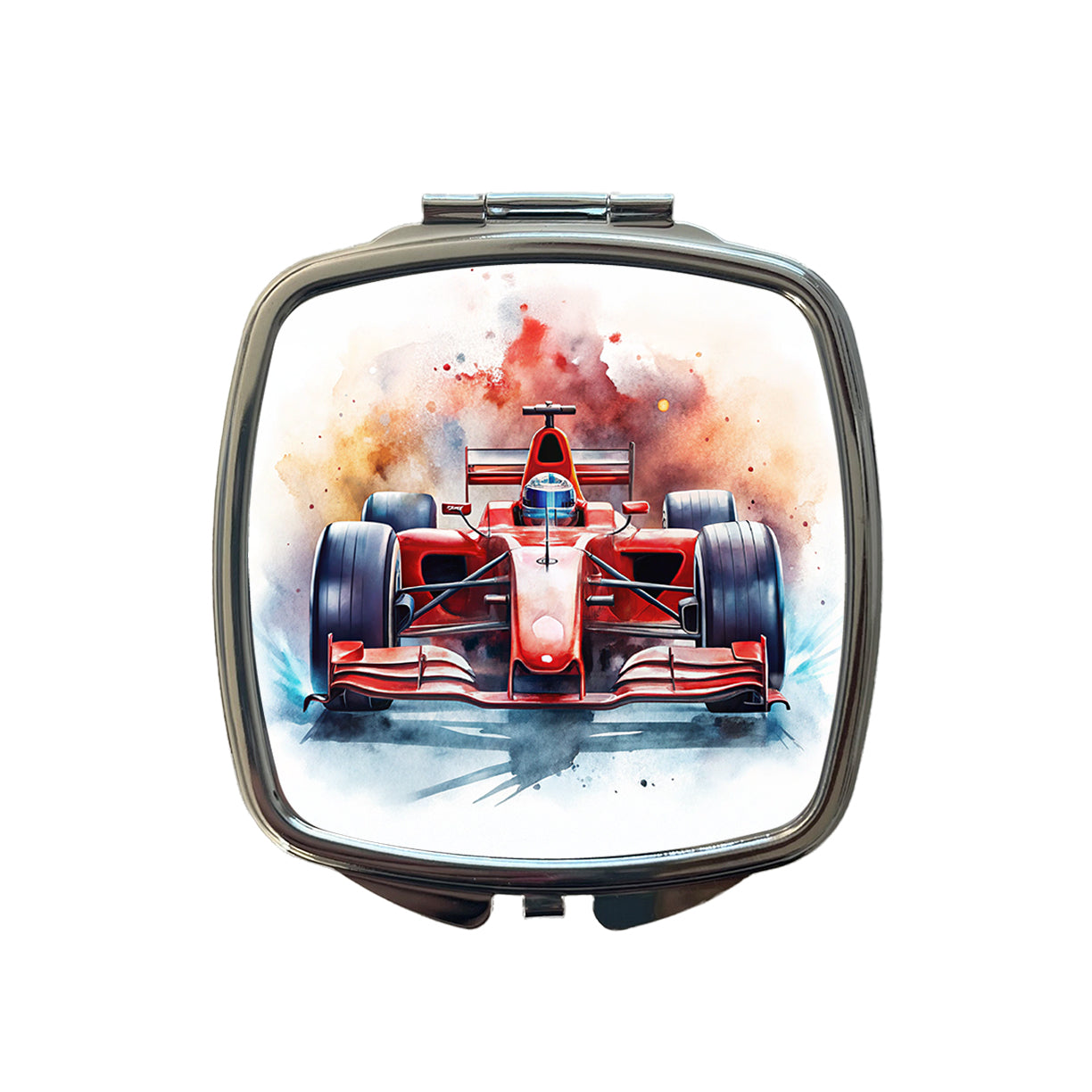 Red Sports Racing Car Watercolor Small Travel Purse Handbag Pocket Makeup Compact Mirror