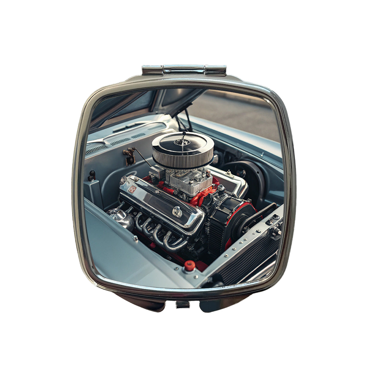 V8 Engine In Classic Muscle Car Small Travel Purse Handbag Pocket Makeup Compact Mirror