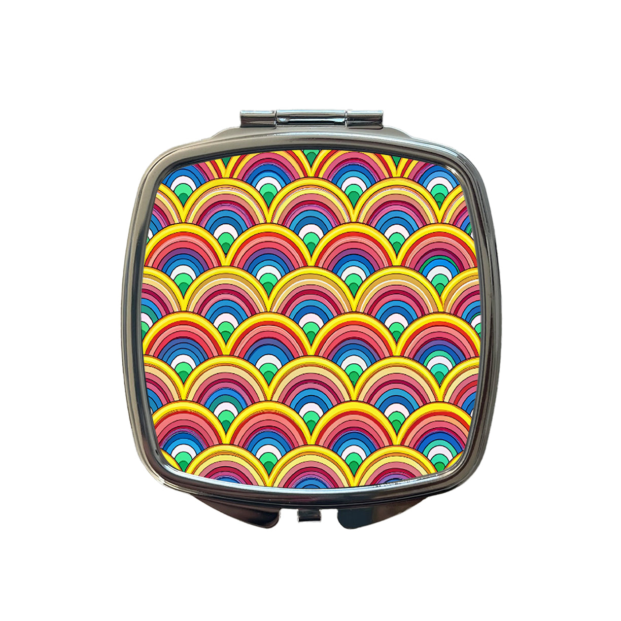 Bohemian Rainbow Pattern Small Travel Purse Handbag Pocket Makeup Compact Mirror