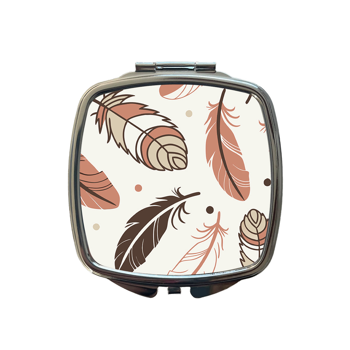 Boho Feathers Small Travel Purse Handbag Pocket Makeup Compact Mirror