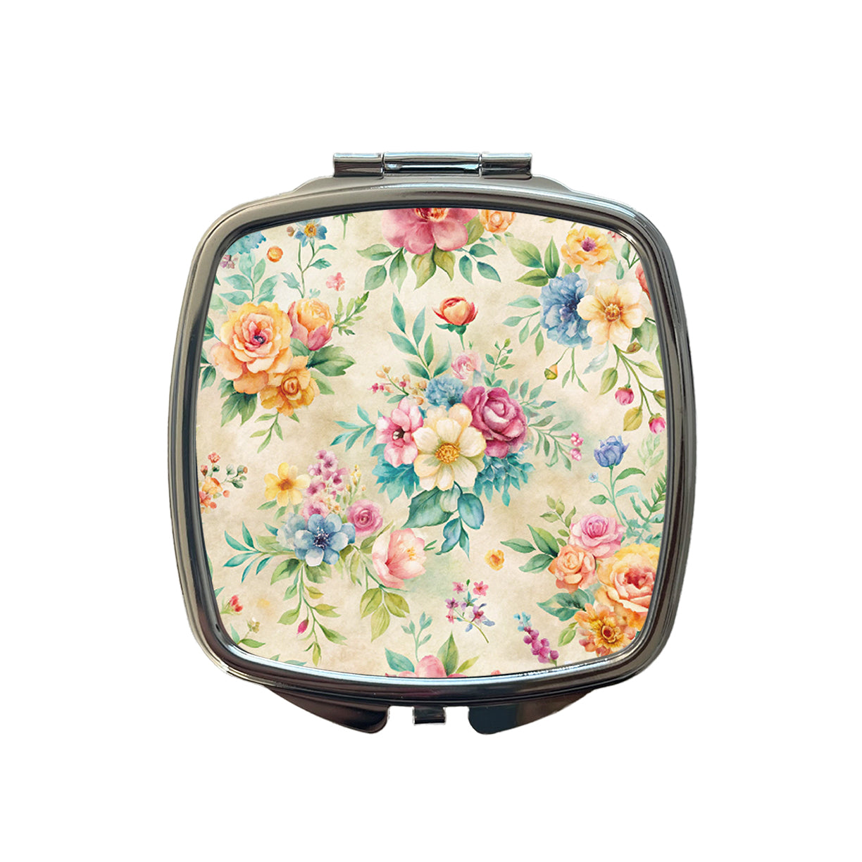 Ditsy Floral Flowers Wallpaper Small Travel Purse Handbag Pocket Makeup Compact Mirror