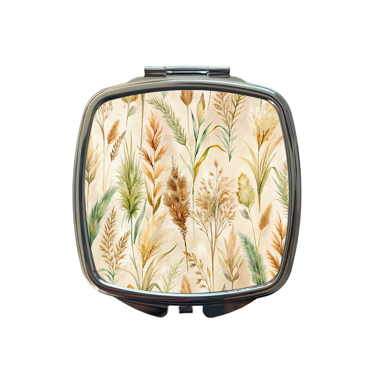 Wild Grasses Wheat Pattern Small Travel Purse Handbag Pocket Makeup Compact Mirror