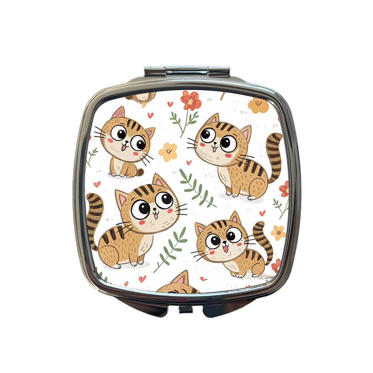 Adorable Tabby Cats Small Travel Purse Handbag Pocket Makeup Compact Mirror