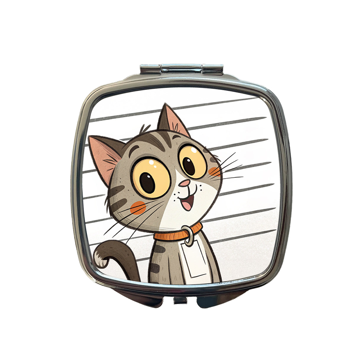 Cat Mug Shot Small Travel Purse Handbag Pocket Makeup Compact Mirror
