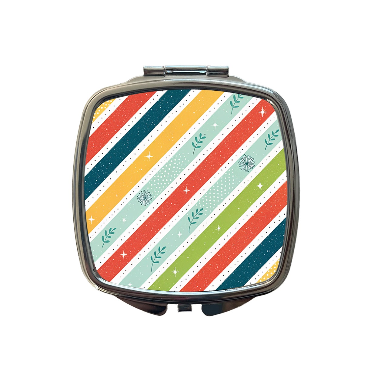 Cute Diagonal Stripes Small Travel Purse Handbag Pocket Makeup Compact Mirror