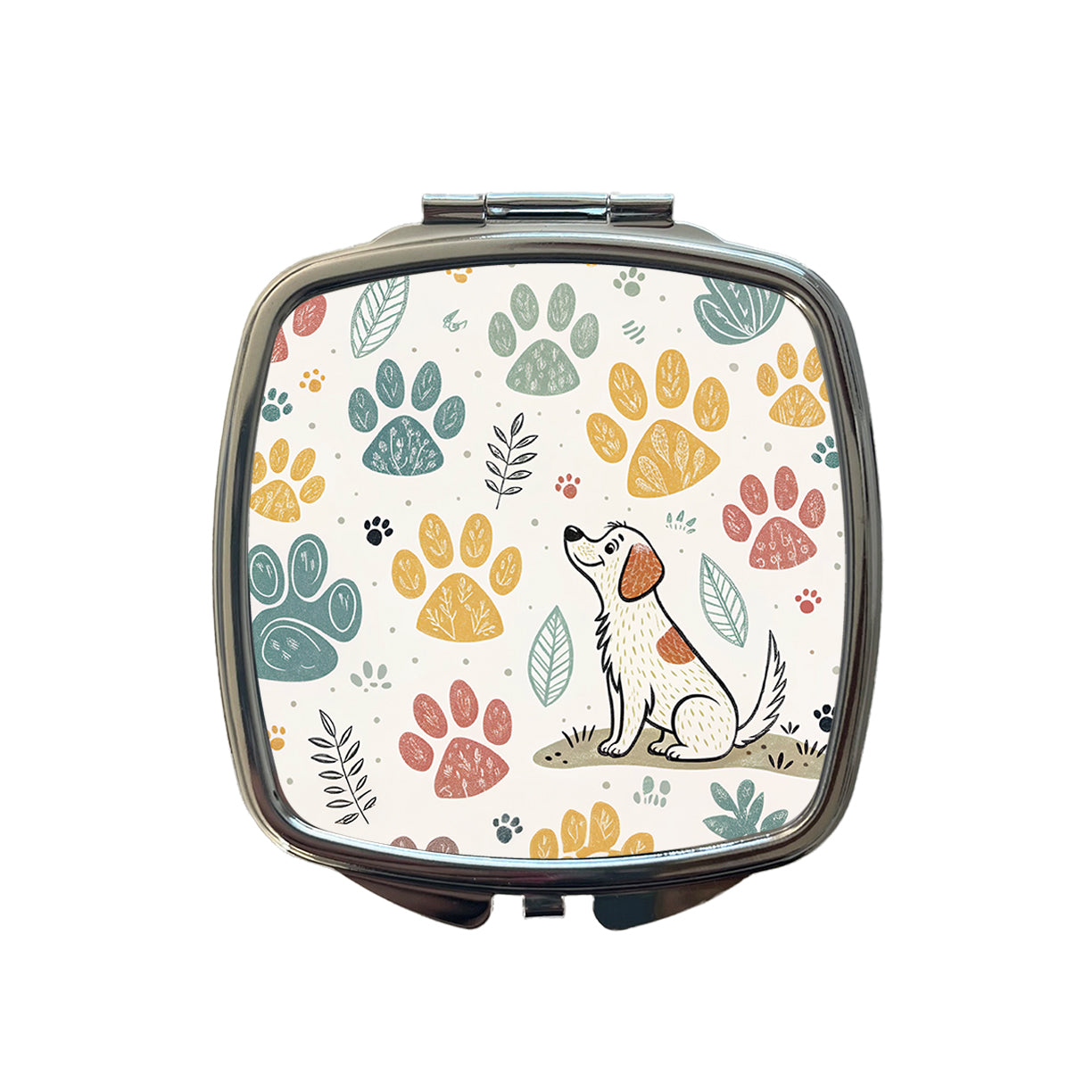 Dog Paw Prints Adorable Small Travel Purse Handbag Pocket Makeup Compact Mirror