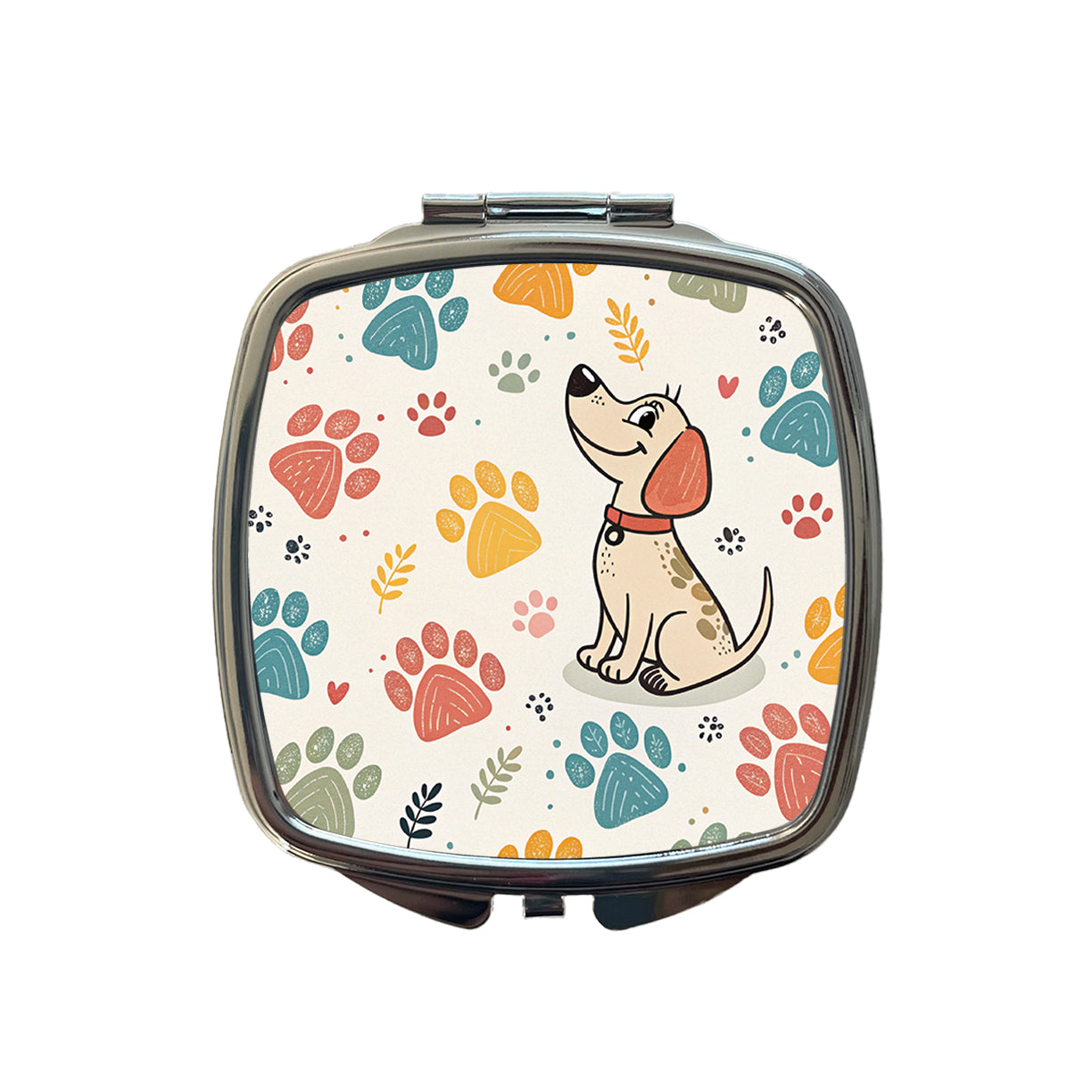 Dog Paw Prints Pastel Small Travel Purse Handbag Pocket Makeup Compact Mirror