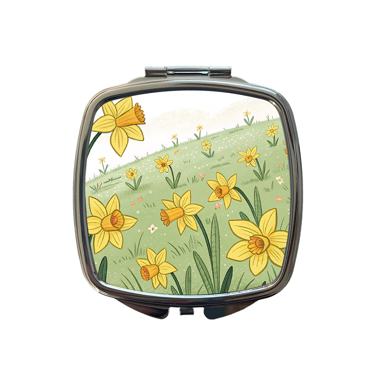 Field Of Daffodils Flowers Small Travel Purse Handbag Pocket Makeup Compact Mirror