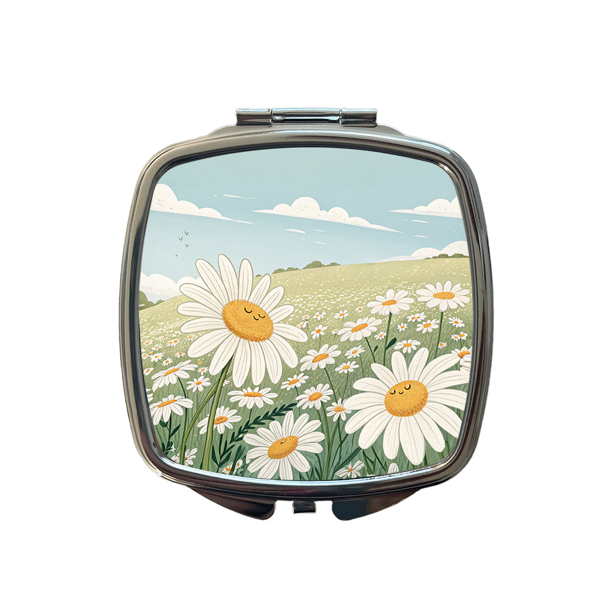 Field Of Daisies Daisy Flowers Small Travel Purse Handbag Pocket Makeup Compact Mirror