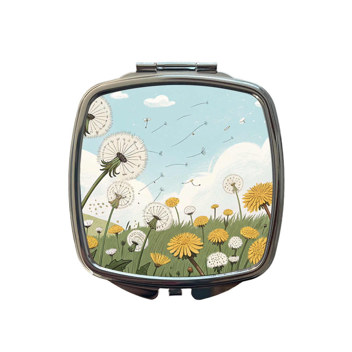 Field Of Dandelions Flowers Small Travel Purse Handbag Pocket Makeup Compact Mirror