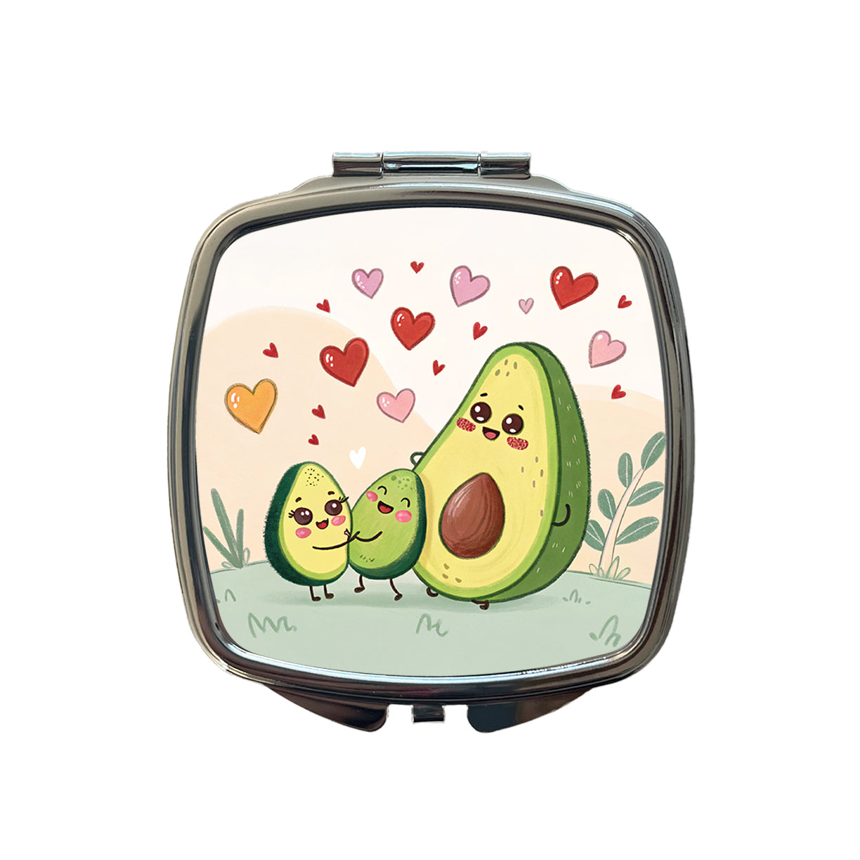 Kawaii Avocadoes And Hearts Small Travel Purse Handbag Pocket Makeup Compact Mirror