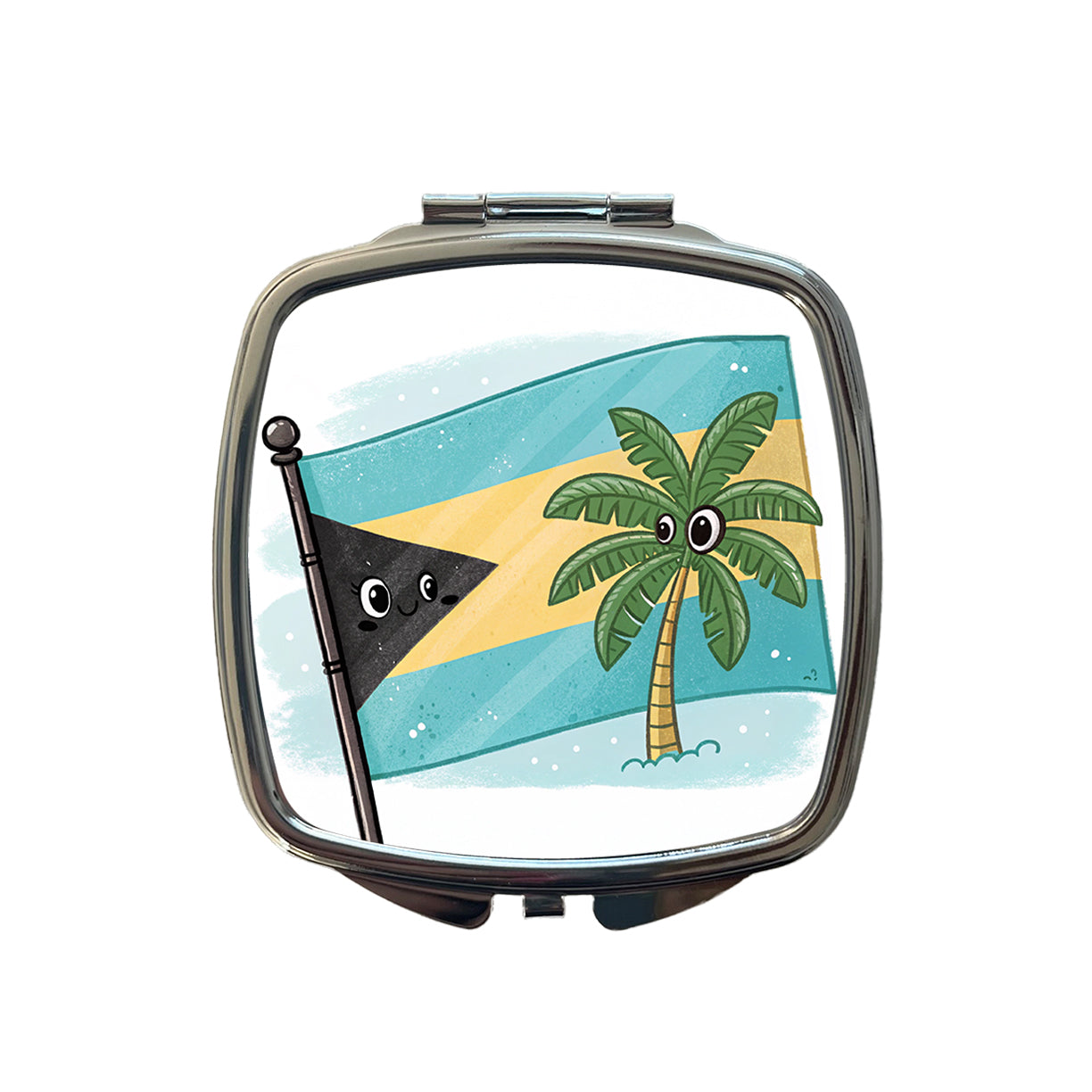 Kawaii Bahamas Flag Small Travel Purse Handbag Pocket Makeup Compact Mirror