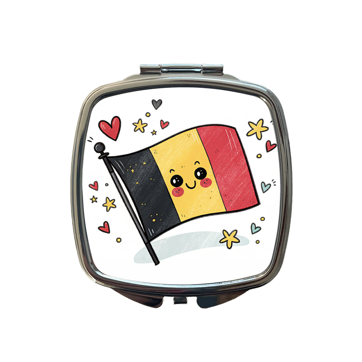 Kawaii Belgium Flag Small Travel Purse Handbag Pocket Makeup Compact Mirror