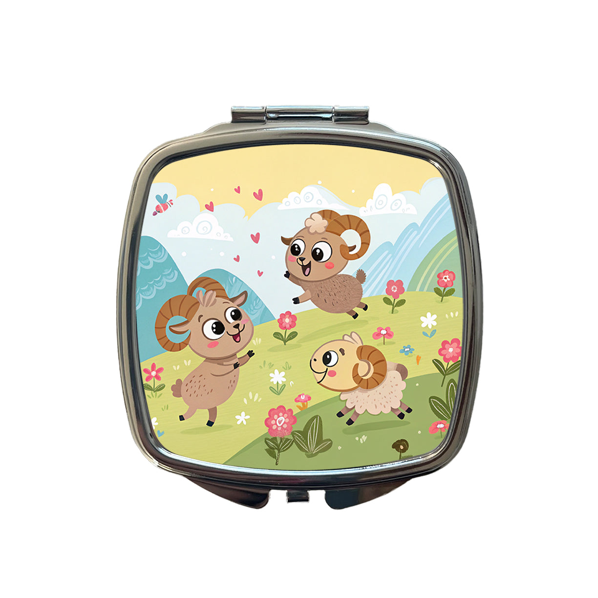 Kawaii Bighorn Sheep Small Travel Purse Handbag Pocket Makeup Compact Mirror