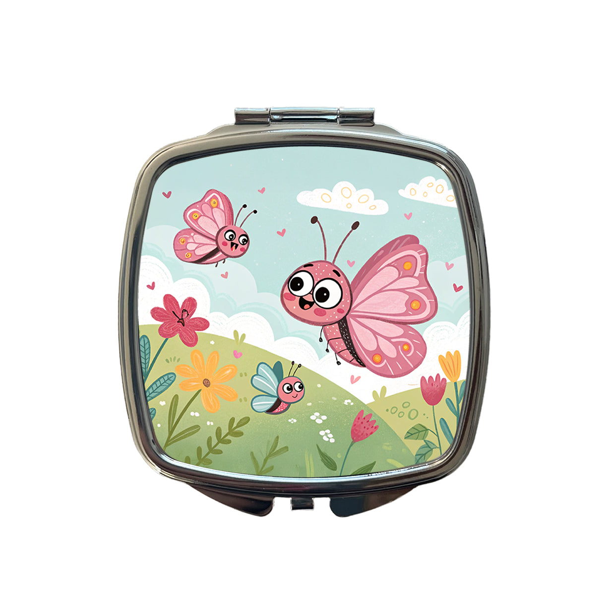 Kawaii Butterflies Small Travel Purse Handbag Pocket Makeup Compact Mirror