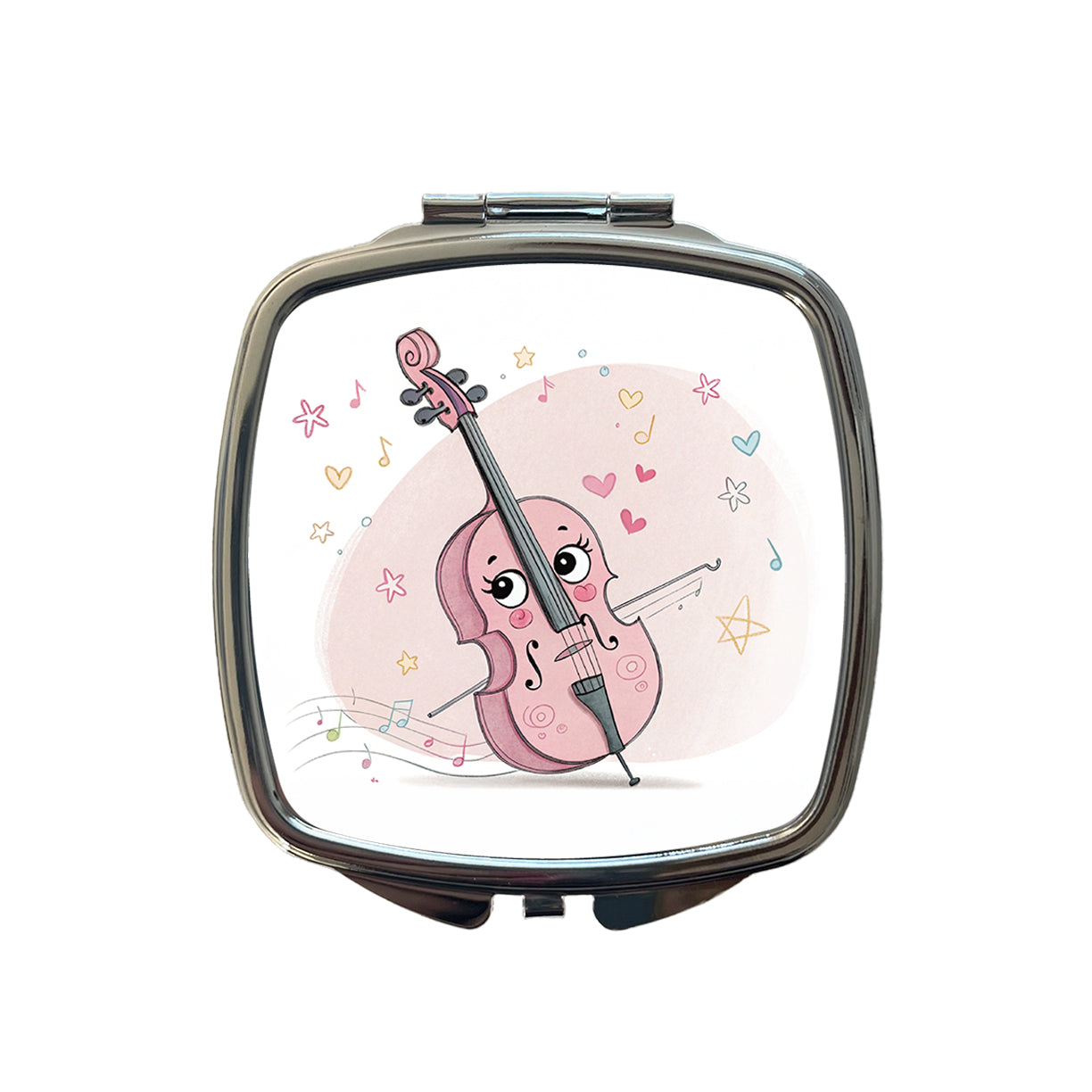 Kawaii Cello Music Small Travel Purse Handbag Pocket Makeup Compact Mirror