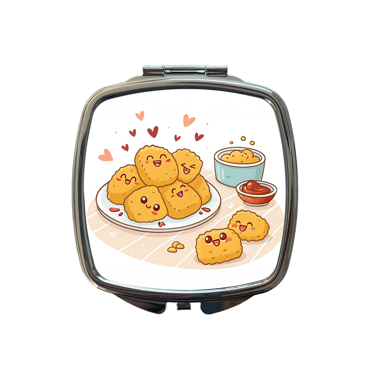 Kawaii Chicken Nuggets Small Travel Purse Handbag Pocket Makeup Compact Mirror