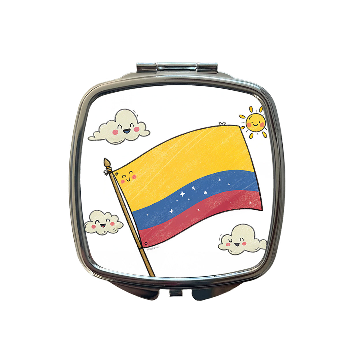 Kawaii Colombia Flag Small Travel Purse Handbag Pocket Makeup Compact Mirror