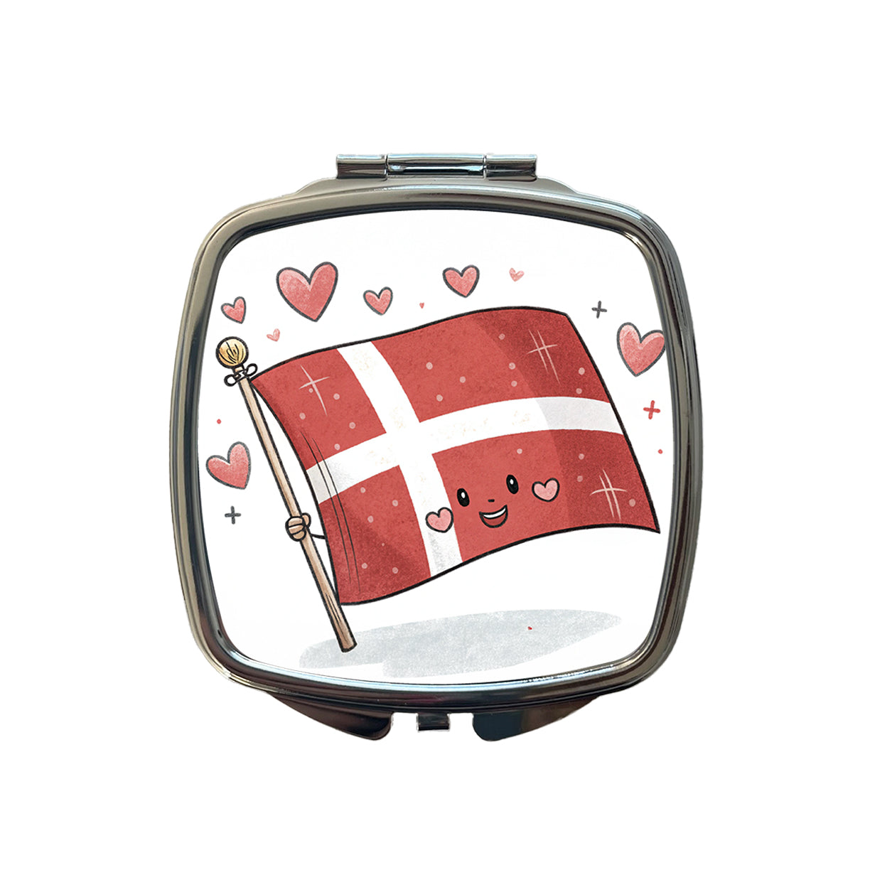 Kawaii Denmark Flag Small Travel Purse Handbag Pocket Makeup Compact Mirror