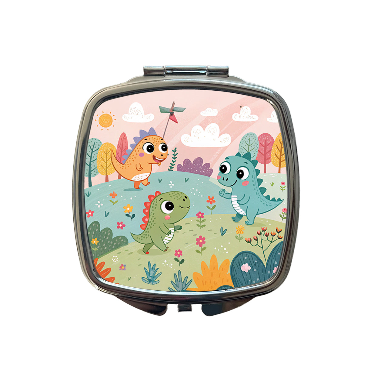 Kawaii Dinosaurs Small Travel Purse Handbag Pocket Makeup Compact Mirror