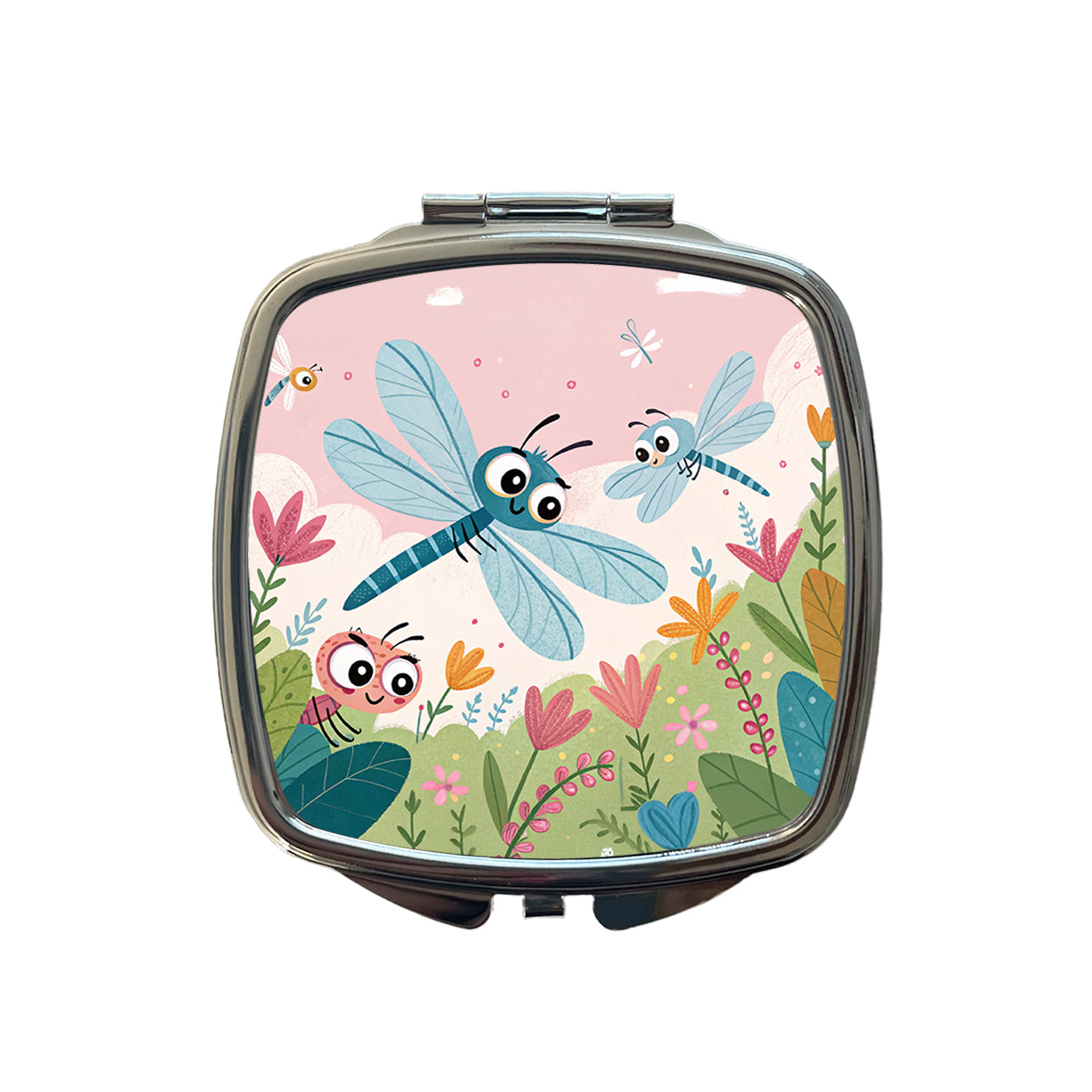 Kawaii Dragonflies Small Travel Purse Handbag Pocket Makeup Compact Mirror