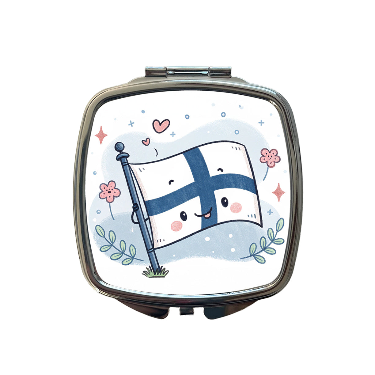 Kawaii Finland Flag Small Travel Purse Handbag Pocket Makeup Compact Mirror