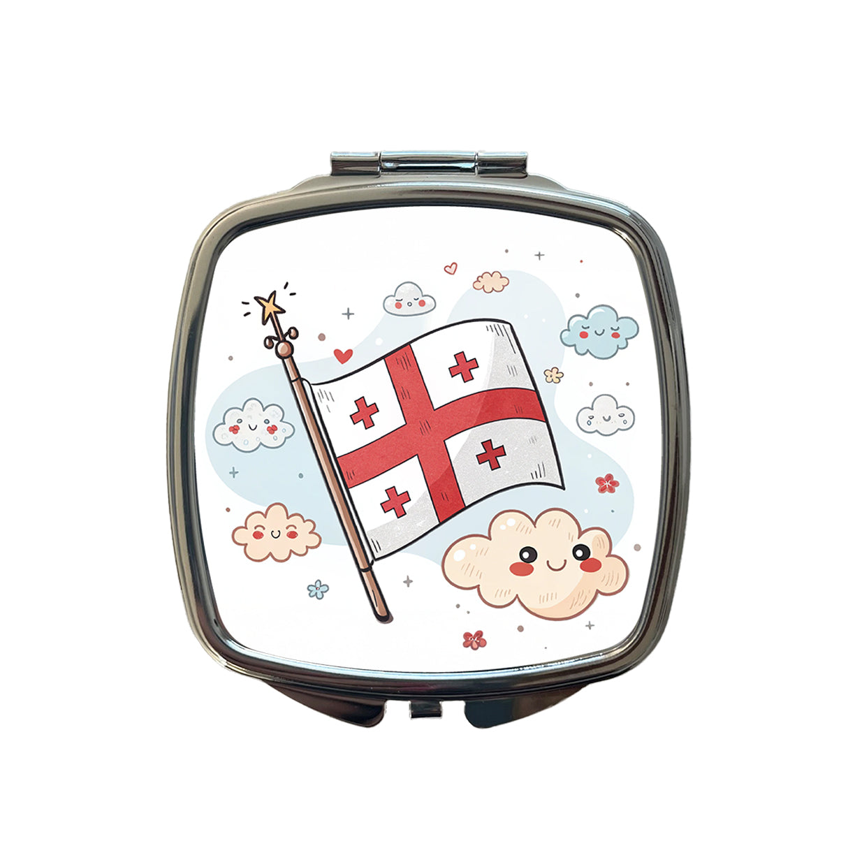 Kawaii Georgia Flag Small Travel Purse Handbag Pocket Makeup Compact Mirror