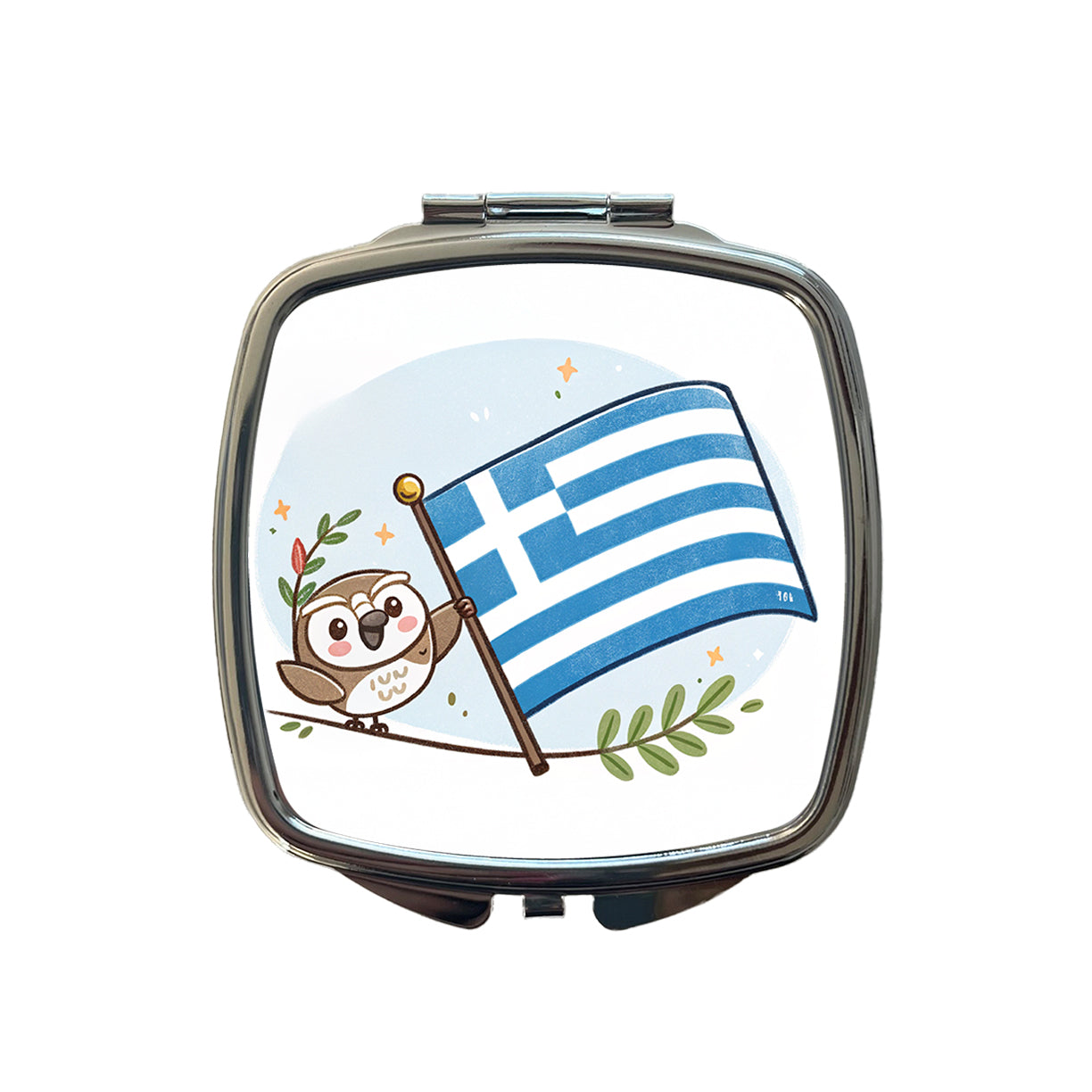 Kawaii Greece Flag Small Travel Purse Handbag Pocket Makeup Compact Mirror