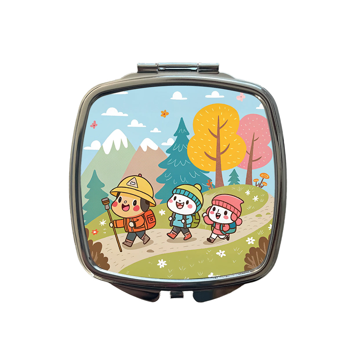 Kawaii Hiking Hikers Small Travel Purse Handbag Pocket Makeup Compact Mirror