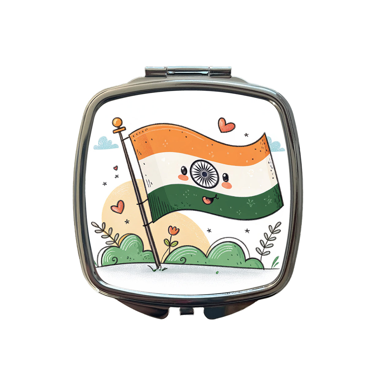 Kawaii India Flag Small Travel Purse Handbag Pocket Makeup Compact Mirror