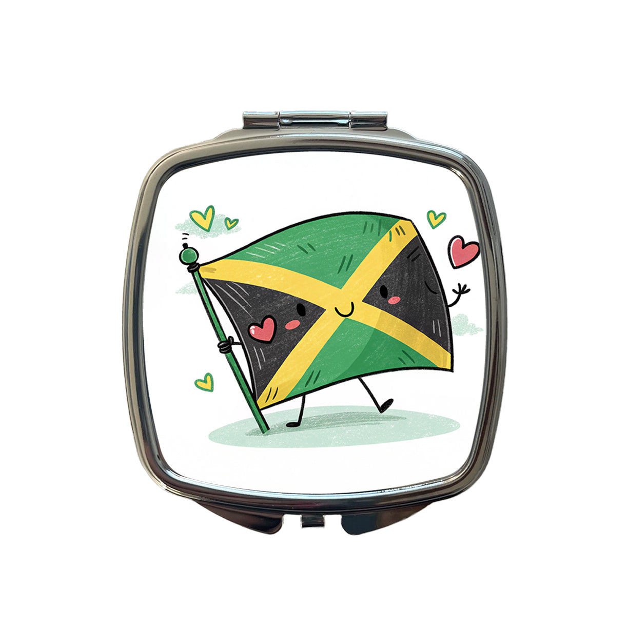 Kawaii Jamaica Flag Small Travel Purse Handbag Pocket Makeup Compact Mirror
