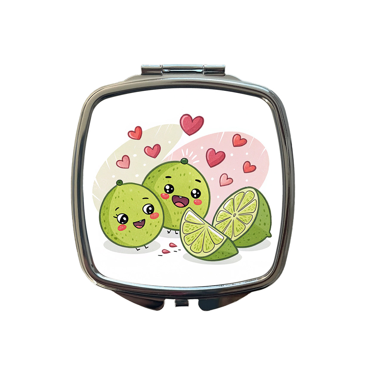 Kawaii Limes And Hearts Small Travel Purse Handbag Pocket Makeup Compact Mirror