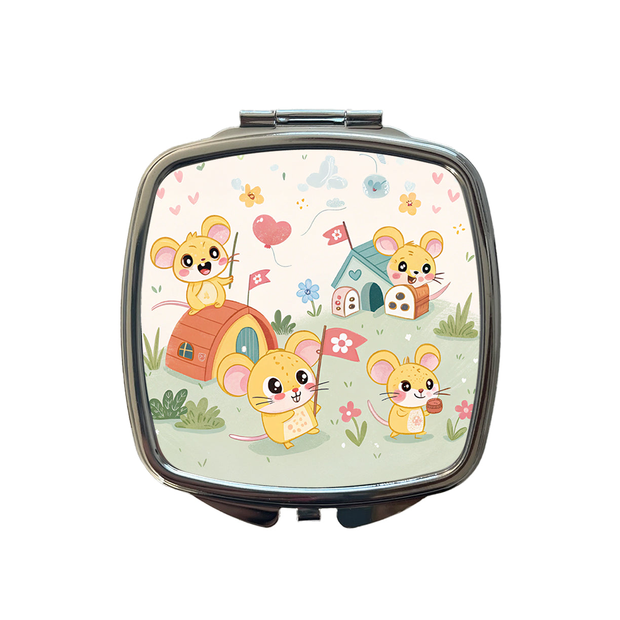 Kawaii Mice Mouse Small Travel Purse Handbag Pocket Makeup Compact Mirror